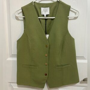 Women’s size 8 Green Waistcoat with Gold Snap Front and Adjustable Back